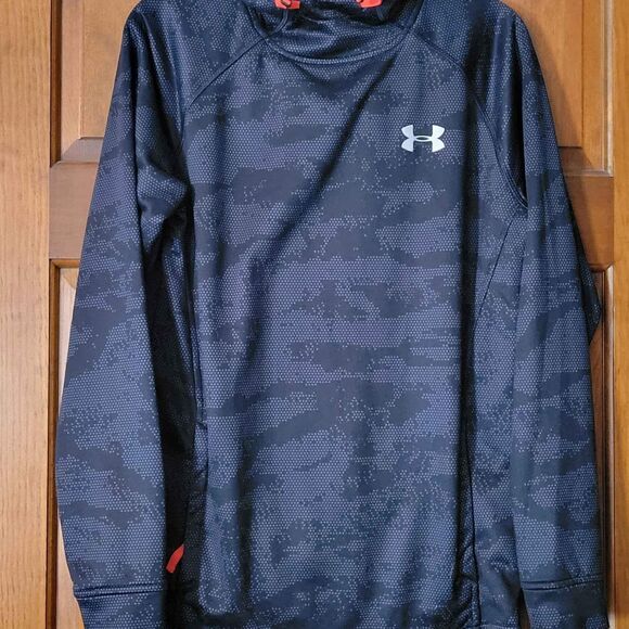 Men's Size Small Under Armour Hoodie Black and Bright Orange - Picture 1 of 6